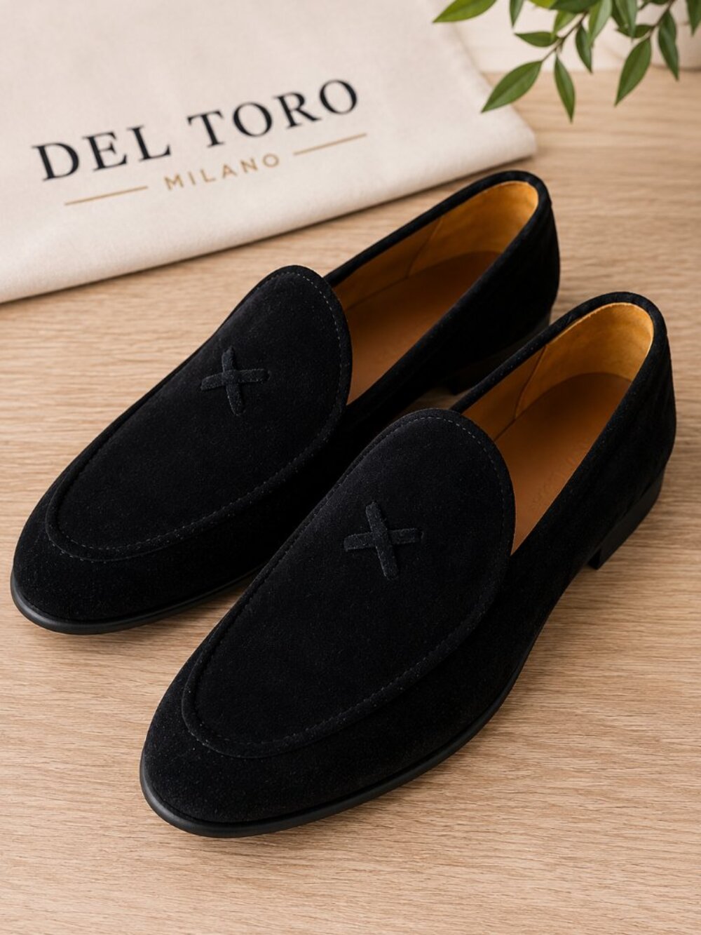 Del Toro Black Suede Milano Loafers Made in Italy Women's Size 7